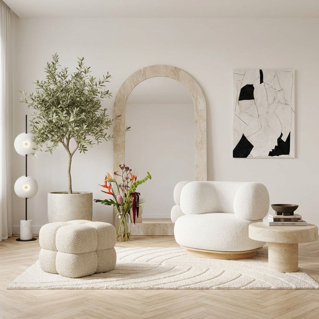 Amelia Travertine Floor Mirror