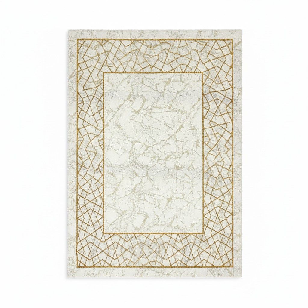 Golden Lattice Power Loomed Rug